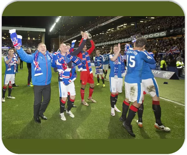 Champions League Celebration: Waghorn, Miller, Foderingham, and Clark - Glasgow Rangers 2023 Scottish Championship Win