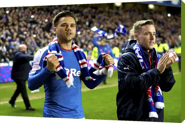 Rangers Football Club: Harry Forrester and Barrie McKay Celebrate Championship Win at Ibrox Stadium