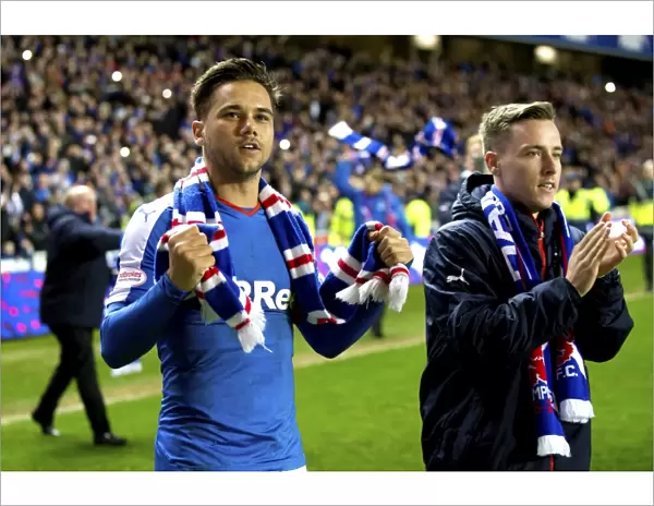 Rangers Football Club: Harry Forrester and Barrie McKay Celebrate Championship Win at Ibrox Stadium