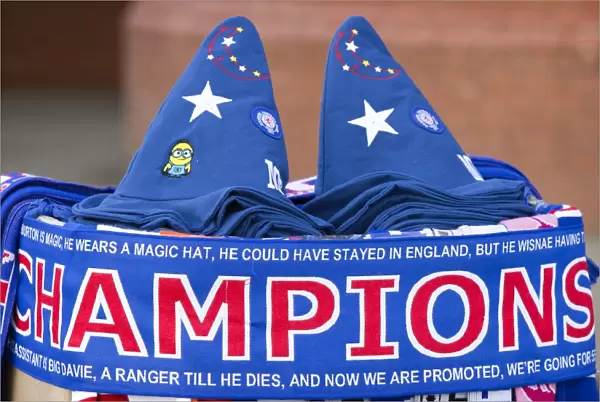 Champions Scarves and Magic Hats on Sale: Rangers Football Club Celebrates Scottish Cup Triumph at Ibrox Stadium (2003)