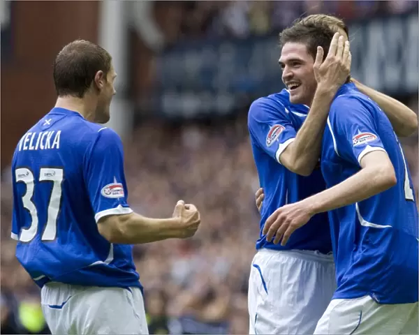 Rangers Kyle Lafferty: First Goal Celebration (Rangers 2-0 Hearts, Clydesdale Bank Scottish Premier League, Ibrox Stadium)
