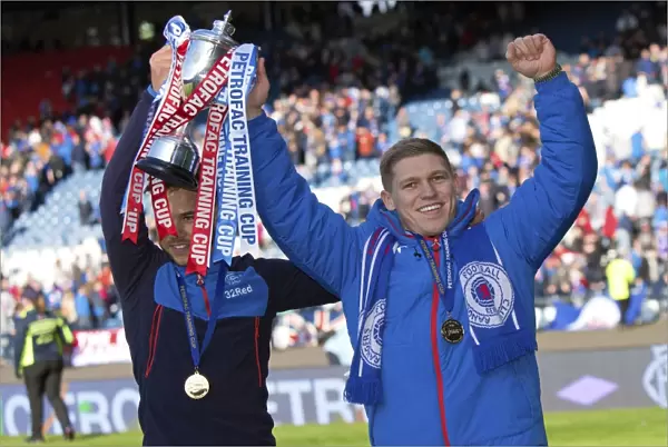 Rangers Football Club: Forrester and Waghorn's Euphoric Celebration - Petrofac Training Cup Victory at Hampden Park (2003)