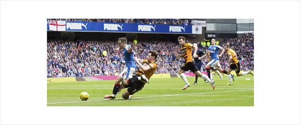 Penalty Drama at Ibrox: Barrie McKay Fouls by Kyle McAusland of Alloa Athletic (Scottish Championship)