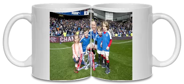 Rangers Football Club: Kenny Miller's Championship-Winning Goal - Celebrating with Family and the Trophy at Ibrox Stadium (Scottish Cup Triumph, 2003)