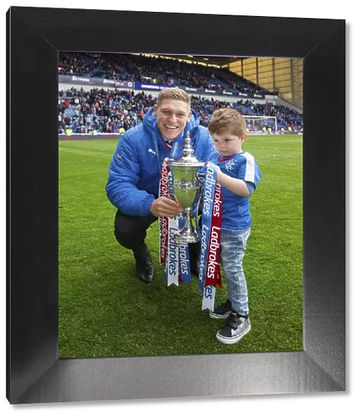 Rangers Football Club: Martyn Waghorn and Son Rejoice in Ladbrokes Championship Victory at Ibrox Stadium