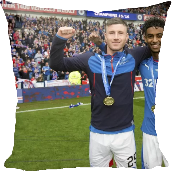 Rangers Football Club: Michael O'Halloran and Gedion Zelalem Celebrate Championship Win at Ibrox Stadium
