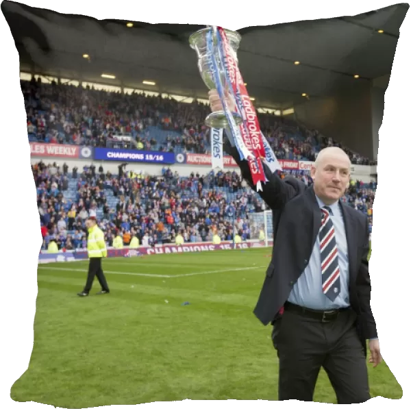 Mark Warburton's Championship Winning Moment with Rangers FC and the Trophy at Ibrox Stadium