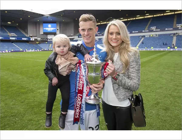Rangers Football Club: Dean Shiels and Family Celebrate Championship Victory with the Ladbrokes Trophy at Ibrox Stadium (2003)