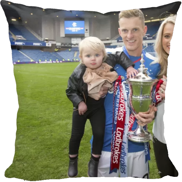 Rangers Football Club: Dean Shiels and Family Celebrate Championship Victory with the Ladbrokes Trophy at Ibrox Stadium (2003)