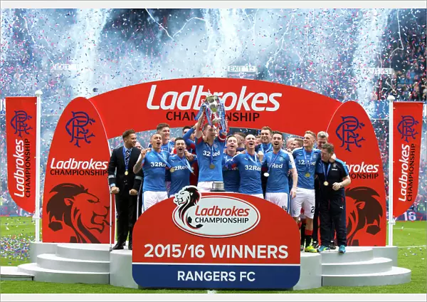 Rangers Football Club: Lee Wallace Celebrates Championship Triumph with Ladbrokes Trophy Lift at Ibrox Stadium