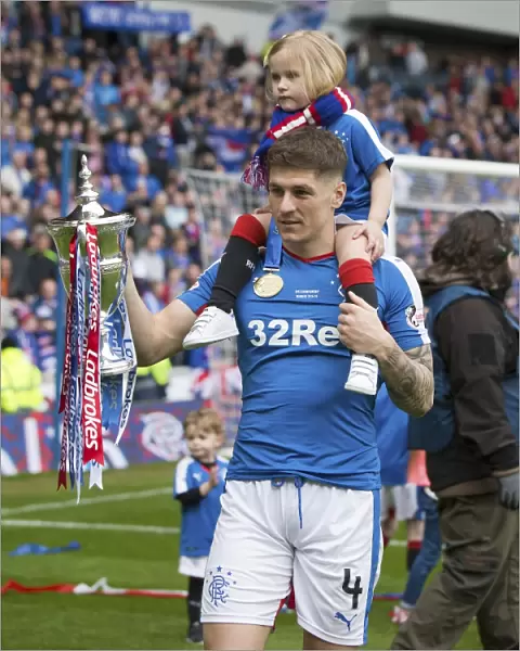 Rangers Football Club: Champions League with Rob Kiernan and Lavin - Triumphant Moment with the Ladbrokes Championship Trophy at Ibrox Stadium