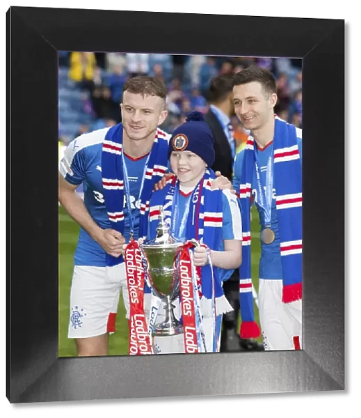 Rangers FC: Halliday, Wallace, and Holt Celebrate Championship Title Triumph at Ibrox Stadium