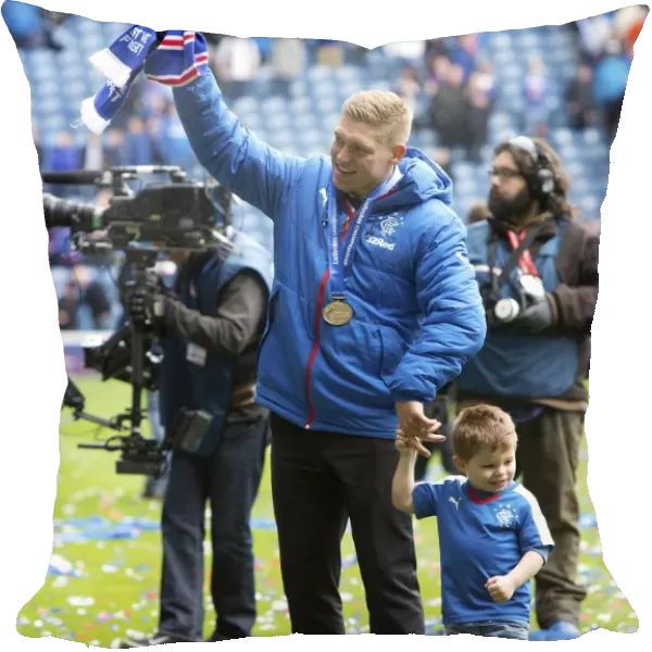 Rangers Football Club: Martyn Waghorn and Son Ruben Celebrate Championship Victory at Ibrox Stadium