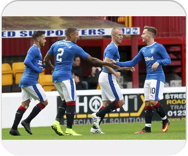 Rangers: Tavernier and McKay in Euphoric Goal Celebration at Fir Park during Betfred Cup Clash vs Motherwell