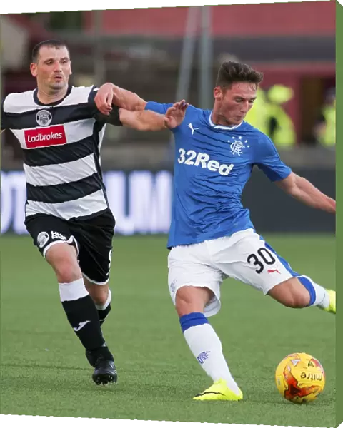 Rangers Jordan Thompson Unleashes a Powerful Shot in Betfred Cup Match against East Stirlingshire