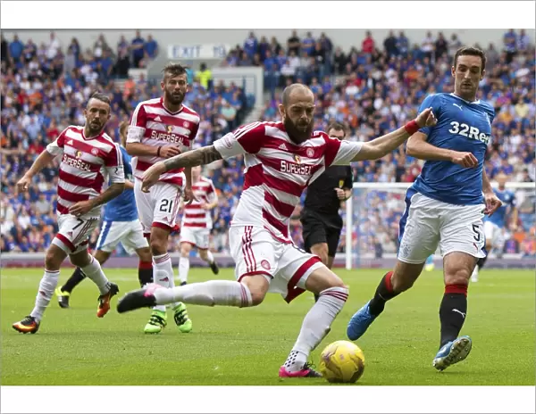 Rangers Captain Lee Wallace Rallying Team at Ibrox Stadium during Premiership Match