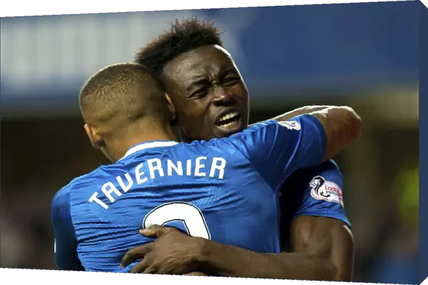 Rangers: Dodoo and Tavernier Celebrate Goal in Betfred Cup Victory at Ibrox Stadium