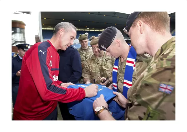 Rangers David Weir Honors Armed Forces Before Rangers vs Ross County Match at Ibrox Stadium