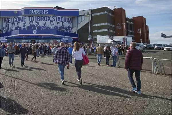 Passionate Rangers Fans Gather at Ibrox Stadium for Ladbrokes Premiership Clash: A Sea of Blue and White