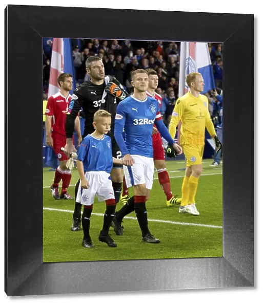 Andy Halliday and Rangers Mascots Celebrate Betfred Cup Quarter Final Victory at Ibrox Stadium