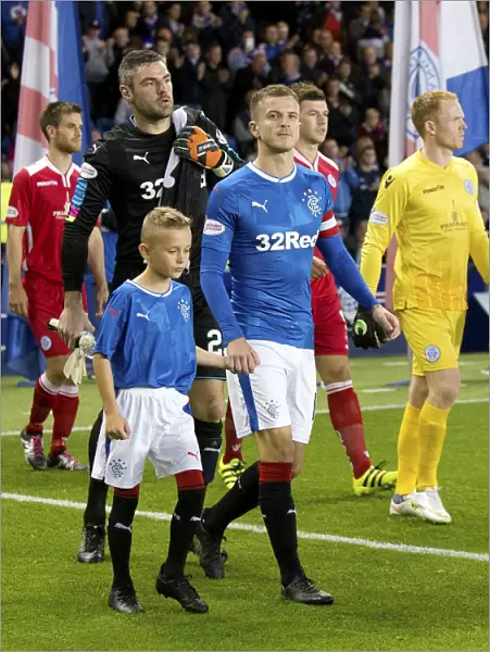 Andy Halliday and Rangers Mascots Celebrate Betfred Cup Quarter Final Victory at Ibrox Stadium
