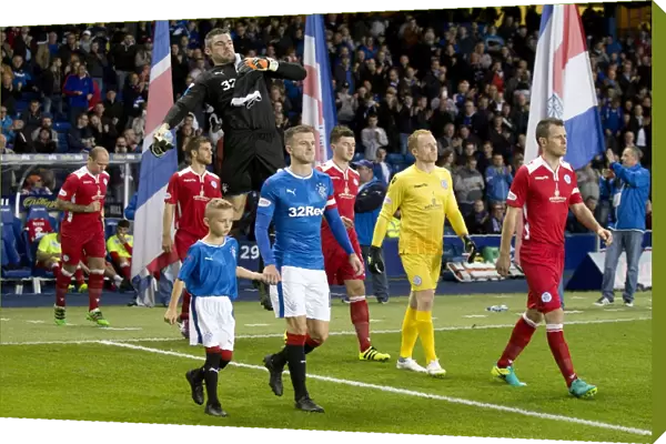 Rangers Captain Andy Halliday and Mascots Celebrate Betfred Cup Quarter Final Win at Ibrox Stadium
