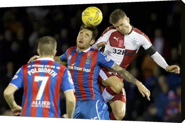 Rangers Andy Halliday Soaring Heads the Ball in Exciting Encounter vs. Inverness Caledonian Thistle (Ladbrokes Premiership)