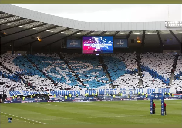 Rangers Fans United: A Sea of Cards at the Betfred Cup Semi-Final, Hampden Park (2003 Scottish Cup Champions)