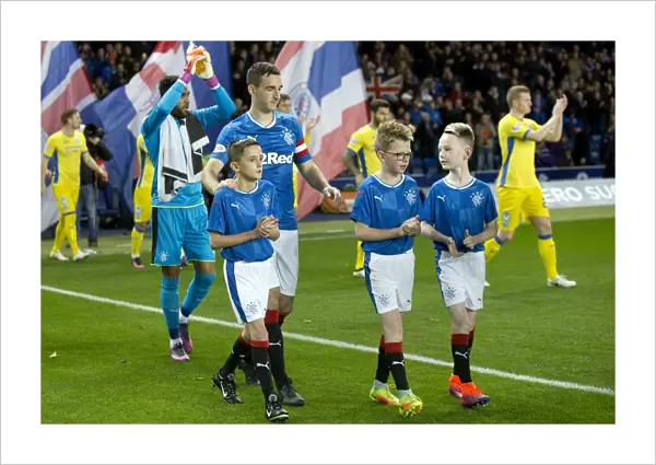 Rangers Football Club: Lee Wallace Leads Team and Mascots at Ibrox Stadium
