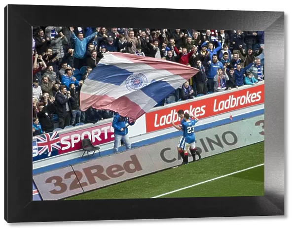 Rangers: Wallace and Holt Celebrate Goal Against Kilmarnock in Ladbrokes Premiership at Ibrox Stadium