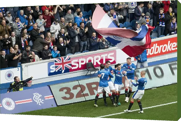 Rangers: Celebrating Lee Wallace's Goal in the Ladbrokes Premiership at Ibrox Stadium