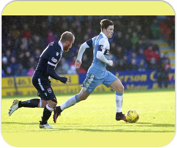 Rangers Josh Windass in Action: Intense Moment against Ross County in Ladbrokes Premiership