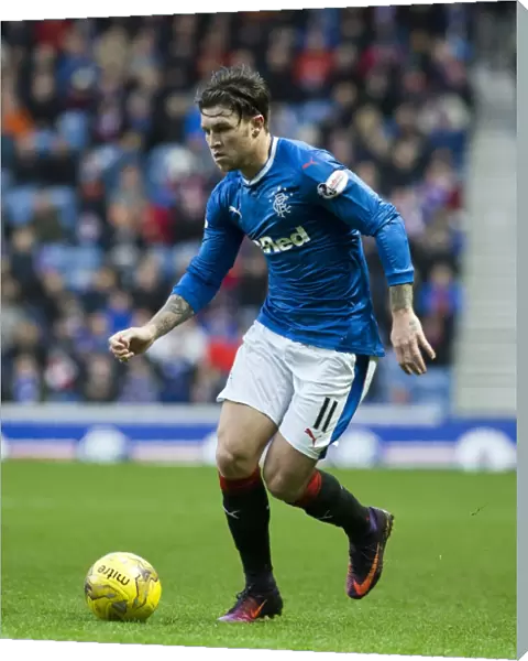 Rangers Josh Windass in Action: A Thrilling Moment at Ibrox Stadium during the Premiership Clash against Dundee