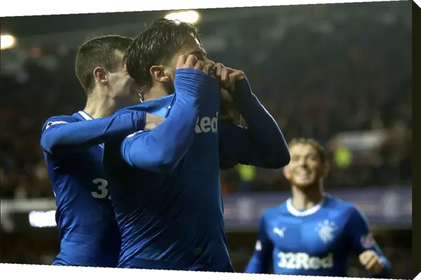 Rangers Harry Forrester: Emotional Goal Celebration with Ibrox Badge Kiss