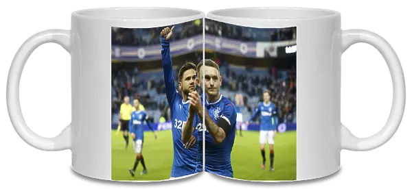 Rangers: Celebrating Victory Over Aberdeen in the Ladbrokes Premiership at Ibrox Stadium - Harry Forrester and Lee Hodson Rejoice