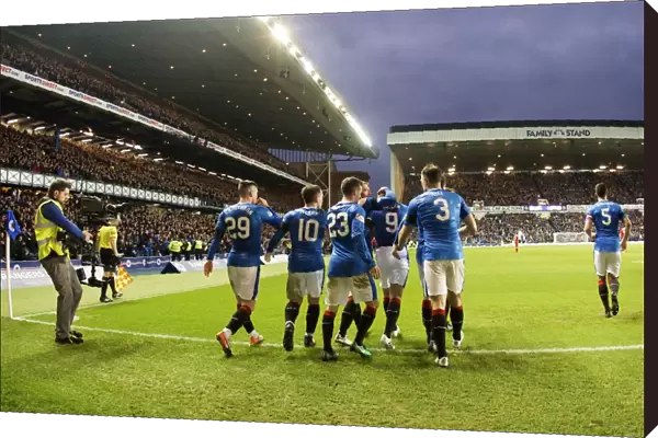 Euphoric Moment: Rangers Team's Thrilling Goal Celebration Led by Kenny Miller (vs Aberdeen, Ladbrokes Premiership, Ibrox Stadium)