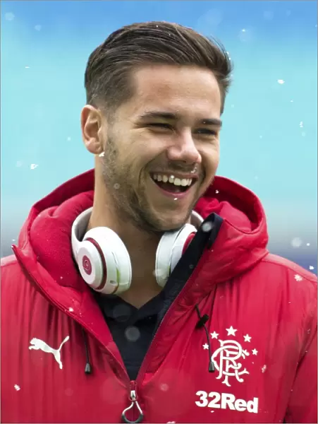 Rangers Harry Forrester Scouting Red Bull Arena Pitch Before RB Leipzig Friendly