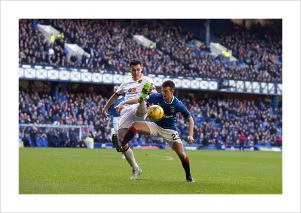 Rangers vs Motherwell: A Scottish Cup Battle - Jason Holt Protects the Ball at Ibrox Stadium