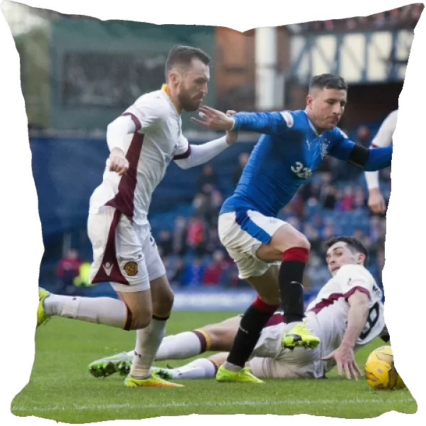 Michael O'Halloran in Intense Battle for Ball: Rangers vs Motherwell, Scottish Cup Fourth Round at Ibrox Stadium
