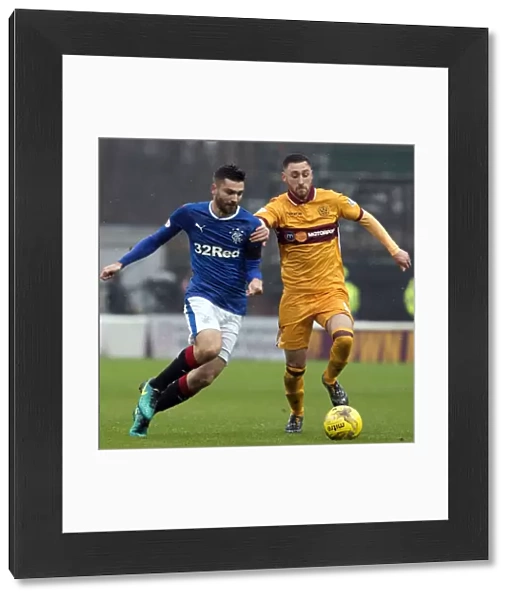 Jon Toral Stands Strong: Tense Moment in Rangers vs Motherwell Ladbrokes Premiership Clash at Fir Park