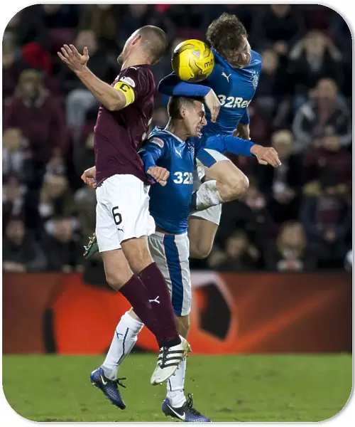 Rangers vs Hearts: Thrilling Moment of Clash - Players Leap in the Air