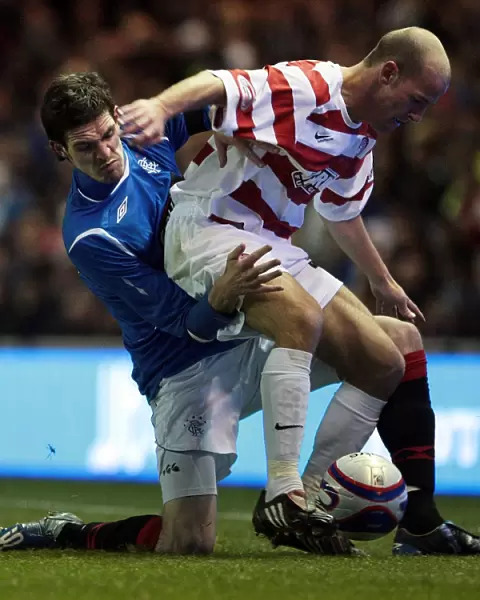 Rangers Kyle Lafferty Fends Off Hamilton's McClenahan in CIS Insurance Cup Quarter-Final at Ibrox (2-0)