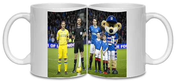 Rangers Football Club: Double Victory Celebration - Lee Wallace and Mascots with Scottish Premiership and Scottish Cup Trophies