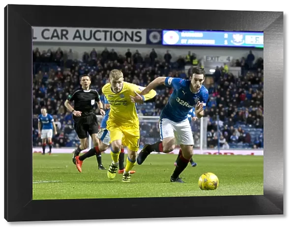 Intense Rangers vs St. Johnstone: Lee Wallace Chases Down the Ball in Ladbrokes Premiership Action at Ibrox Stadium