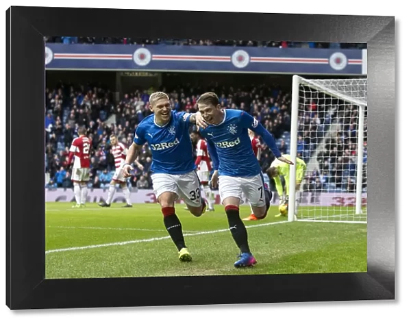 Rangers Garner and Waghorn: Unstoppable Duo Celebrates Scottish Cup Quarterfinal Goal at Ibrox