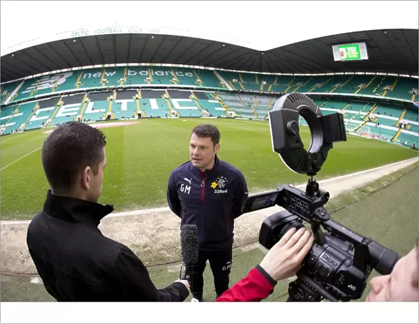 Graeme Murty Discusses Tactics with Rangers TV at Celtic Park
