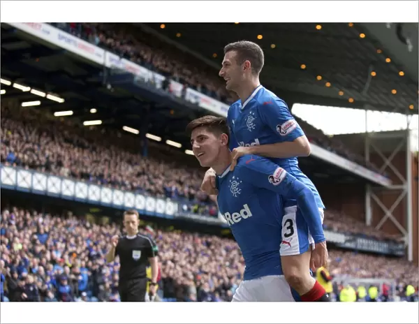 Rangers: Emerson Hyndman and Jason Holt Celebrate Goal in Thrilling Premiership Match at Ibrox Stadium