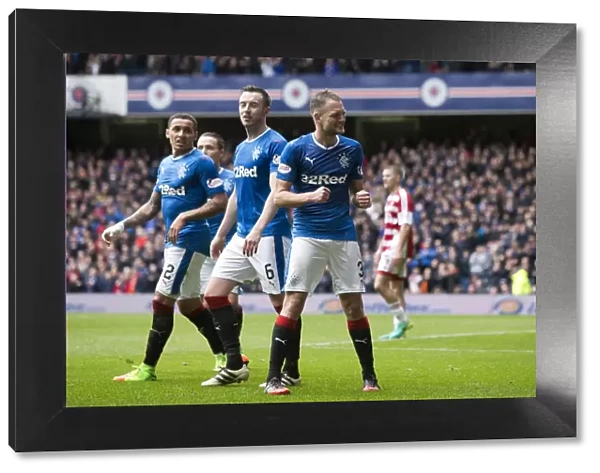 Rangers FC: Clint Hill's Thrilling Goal Celebration vs Hamilton Academical, Ladbrokes Premiership, Ibrox Stadium