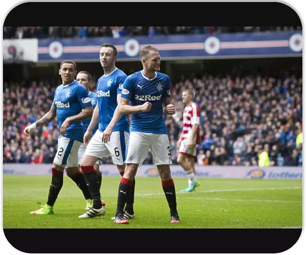Rangers FC: Clint Hill's Thrilling Goal Celebration vs Hamilton Academical, Ladbrokes Premiership, Ibrox Stadium