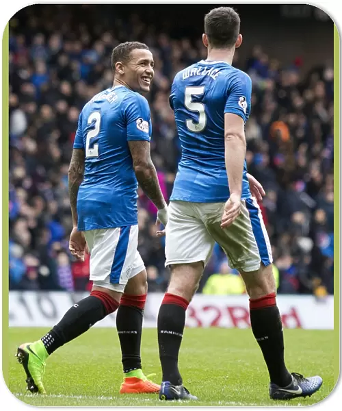 Rangers: Wallace and Tavernier Celebrate Goal in Epic Scottish Premiership Clash at Ibrox Stadium